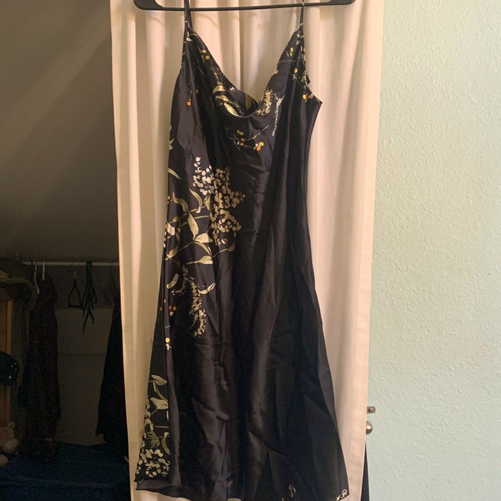 Black mini silk sleep dress